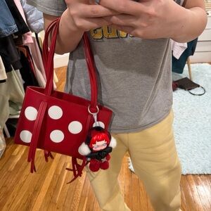Mansur Gavriel Red Shoulder Bag with Polka Dots